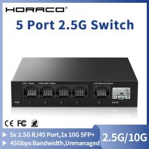 5 Port 2.5GbE Ethernet Switch Unmanaged 2.5Gbps Network Switch 1 Port 10Gb SFP+ Slot Home Lab Setup Switch Plug and Play