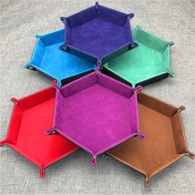 Rolling pieghevole esagonale dadi gioco vassoio portaoggetti Double Sided spessa pelle PU e velluto dadi Mat forniture per ufficio