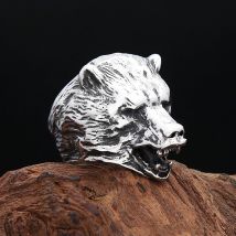 Nordic Vikings Edelstahl Bär Kopf Slawischen Ring männer Kühlen Punk Dominierenden Tier Ringe Amulett Schmuck Geschenke Dropshipping