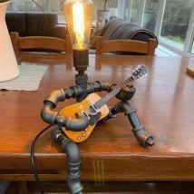 Steampunk Wasserpfeife Lampe Retro Kreative Schlafzimmer Schreibtischlampe Led Nachtlampe Eisenrohr Gitarrist Home Dekoration Industrielampe