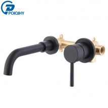 Matte Black Basin Faucet Brass White Bathroom Sink Faucet Wall Mounted Black Mixer Tap Single Handle Vessel Sink Water Faucet
