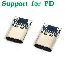 1/2/5/10pcs USB 3.1 Type C Connector Support for PD Female Socket receptacle Through Holes PCB 180 Vertical Shield Dual resistor