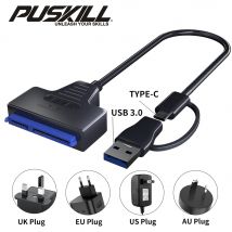 Adattatore da USB 3.0 a SATA/tipo-C cavo Sata 2.5/3.5 pollici SSD HDD SATA III disco rigido con adattatore di alimentazione 12V/2A