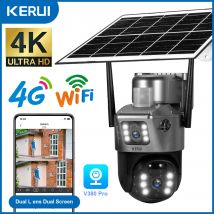KERUI 4K Dual Screen Solar Kamera Outdoor Wireless 4G/WiFi PTZ Dual Objektiv Sicherheit Schutz Auto Tracking CCTV Kameras Detektor