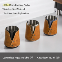 450 ml Edelstahl Milchaufschäumkrug Anti-Verbrühungs-Design Latte Art Tasse ohne Griff Espresso Kaffee Zubehör