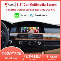 Road Top 8.8 "1920*720 Wireless CarPlay Android Auto Display multimediale per BMW Serie 5 E60 E61 2005-2010 CCC CIC Touch Screen