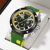 BORUSE Hochwertige wasserdichte Silikonuhr, leuchtende Herren-Quarzuhr, Freizeitsport-Stil mit Mesh-Hohldesign
