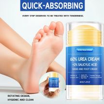 Crema per l'urea 60 per cento per i piedi più Crema per i piedi con acido salicilico al 2% e crema per le mani Massima resistenza con acido ialuronico, albero del tè
