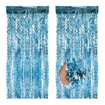 Glitzer Lametta Folie Fransen Vorhänge blau Metallfolie Fransen Hintergrund Wand vorhänge Strand Pool Meerjungfrau Party Hintergrund Dekoration