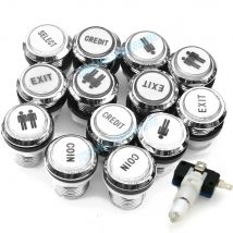 33mm Chrom Push Button12v 5v Led Beleuchtete Münze Wählen PAUSE EXIT START Schalter Arcade Stick Spiel Klaue maschine USB Board Diy