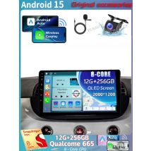 Android 15 2K QLED For FIAT 500 2007 - 2015 Android Car Radio Multimedia Video Player GPS Stereo CarPlay 4G Head Unit