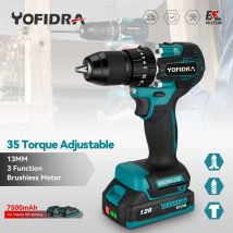 YOFIDRA 35 + 3 Torque Brushless Trapano a percussione elettrico 13MM Cacciavite elettrico multifunzione Utensili elettrici per 21V 18V Pastella
