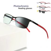 KJDCHD Titanium alloy Photochromic Men Reading Glasses Chameleon CR-39 Resin Aspheric Glasses Lenses +1.00 +1.50 +2.00 +2.50