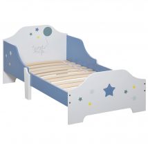 HOMCOM Cama para Niños de +3 Años 143x74x59 cm con Estampado con Estrellas Azul