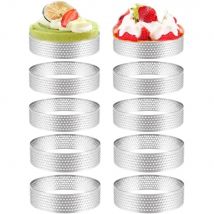 10PCS 5/6/7/8CM Perforierte Torte Ringe mit Loch Edelstahl Torte Unten Turm Obst kuchen Quiches Kuchen Ring Mousse Backform