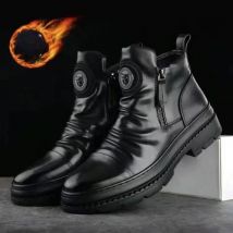 2026 Neue Winter Retro Warme Herren-Knöchelstiefel Lederschuhe für Männer High-Top-Schuhe Herren Samt-Motorradstiefel Herren Botines Botas