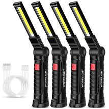 Torcia da campeggio con luce da lavoro a LED ricaricabile tramite USB Testa girevole con 5 modalità di illuminazione con illuminazione di emergenza impermeabile magnetica