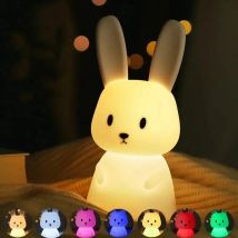 Luce notturna a LED simpatico coniglio animale cartone animato lampada in silicone dimmerabile USB ricaricabile per bambini regalo camera da letto per bambini Luce per dormire