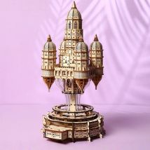 OUZEY Floating City in Clouds DIY, 3D Wooden Architectural Model, Sky Empire Building Kit for Adults