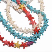 36 Uds. Cuentas de piedra turquesa Natural con forma de estrella de mar de 14mm, cuentas coloridas de howlita hechas a mano para fabricación de joyería, manualidades colgantes DIY