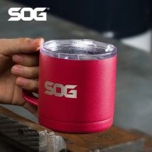 SOG 14oz/410ml isolierter Kaffeetassenbecher aus Edelstahl mit Griff, doppelwandiger, langlebiger Reisebecher, auslaufsicher für den täglichen Gebrauch