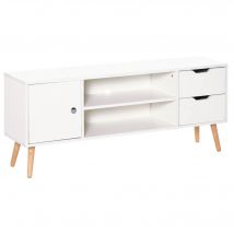 HOMCOM Mueble de TV 120x28x44cm con Armario Estantes Abiertos Cajones Carga 30kg