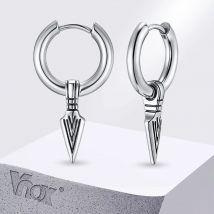 Vnox Men's Punk Triangular Spear Huggie Hoop Earrings, Stainless Steel Anti Allergy Hip Hop Ear Jewelry Accessories Gift for Him