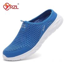 YRZL Herren Halbe Hausschuhe Sommer Atmungsaktive Mesh Herren Schuhe Outdoor Casual Wanderschuhe Slip on Flache Leichte Mesh Hausschuhe Sandalen