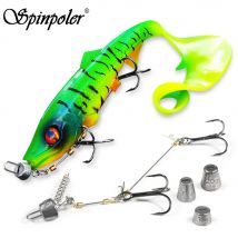 Spinpoler Firebomb Swimbait mit Stinger Rig Hook Fishing Kit Long Tail Grub Soft Lure Sinker Weight For Pike Big Game Fake Fish