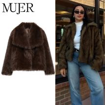 MUJER Faux Fur Hairy Coat Woman Warm Winter Fluffy Coat Women New Plush Jackets for Women Outerwears Luxury Women's Teddy Coats