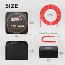 Intelligentes Dual-Batterie-Isolator-Kit mit/ohne LED-Spannungsanzeige, 12 V, 140 Ampere, wasserdichtes VSR-Autoempfindliches Relais-Kit für Auto-Wohnmobil