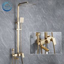 OXG Rubinetto per doccia in nichel spazzolato oro Miscelatore per doccia da bagno Gru Sistema doccia Set doccia a pioggia Rubinetto per bidet con colonna a pioggia