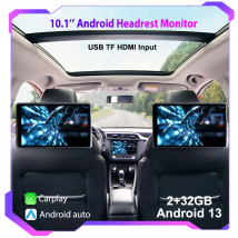 10.1-calowy monitor zagłówkowy HD 1280*800 z Androidem 13 do samochodu, tablet do tylnych siedzeń, multimedia, Apple CarPlay, oświetlenie ambientowe, BT, SD, wejście HDMI