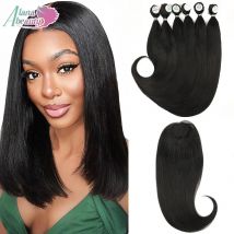 Long Synthetic Silk Straight Hair Extensions 6PCS With Closure/260Grams Bundles 16''18''20'' Fake Cheap Wholesale Hair Extension