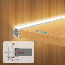 18 mm integriertes LED-Profil für Holzschränke, Vitrinen, Schränke, doppelseitige Beleuchtung, Aluminium-LED-Profil, hartes Balkenlicht, DC12 V