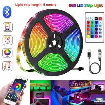 Kontroler Bluetooth USB 5V RGB LED Strip Light 5050, elastyczna taśma LED 5M, oświetlenie diodowe, podświetlenie tła TV, dekoracja biurka/pokoju