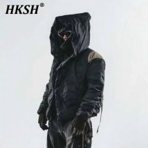 HKSH Herbst Winter Neue männer Flut Punk Band Einstellbare Gestaltung Gepolsterte Mantel Körper Wizard Hut Kurze Distressed Unten Jacke HK3369