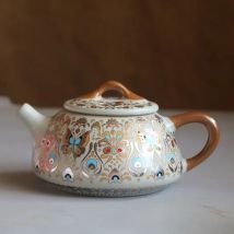 Hand Drawn Ceramic Teapot, Vintage Chinese Kung Fu Teapot, Household Brewing Porcelain Tea Set, Vintage Floral Design