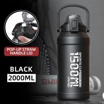 Butelka na wodę 2L Butelka termosowa ze zdejmowaną słomką Przenośna butelka na wodę ze stali