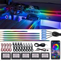 18 w 1 64 kolorowa symfonia RGB Samochodowe oświetlenie otoczenia Wnętrze Akrylowa prowadnica Taśma LED Dekoracja świetlna Lampa atmosferyczna za pomocą aplikacji Sterowanie