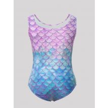 Mädchen-Gymnastik-Ballett-Trikots für Kleinkinder, Meerjungfrauen-Muster, ärmellos, Tank-Trikot, Kinder-Tanzbekleidung, Activewear, zufällige Farbe