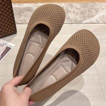 Große Größe 42, Damen-Wohnungen, gestrickt, atmungsaktiv, Turnschuhe, Damen, weicher Boden, Ballett-Loafer, lässiger Slip-on-Bootsschuh für Damen