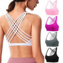 Fitness-Sport-BH für Damen, Push-Up, kabellos, gepolstert, überkreuzte Riemchen, Laufen, Fitnessstudio, Workout, Yoga, Unterwäsche, Crop-Tops, Sportbekleidung