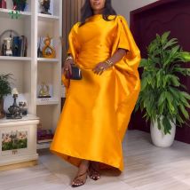 H&D African Dress For Woman Maxi Dress Plus Size Unique Draped Sleeves Asymmetric Hem Wedding Party Gown Elegant Africa Clothing