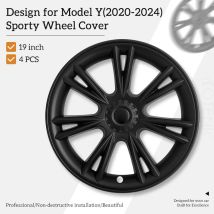 4 PCS 19 Pollici Sporty Coprimozzo Ruota Nero Opaco Mozzo Ruota Automobile Completamente Wrap Rim Copertura di Ricambio per Tesla Modello Y 2020-2024