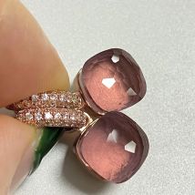 Orecchini classici color caramello intarsio zircone trasparente 27 colori orecchini di cristallo gioielli di moda placcati in oro rosa per le donne