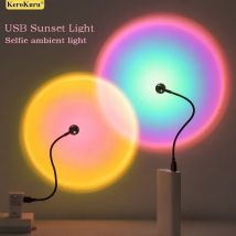 Kerokuru USB Sunset Light Lamp Self Photography Light LED Rainbow Neon Night Light Projektor Fotografia Wall Atmosphere Light