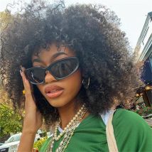 10-22 Zoll Afro Kinky Curly Echthaar mit Pony, maschinell hergestellte Perücken, natürliche Farbe für schwarze Frauen, 180 % Dichte