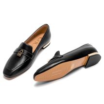 CHCH Women's Flat Shoes 2025 Autumn New Comfortable Cow Leather Black Business Commuter Women's Shoes