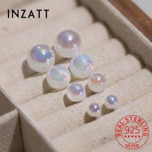 INZATT Echt 925 Sterling Silber 6/8/10/12 MM Bunte Perle Ohrstecker für Frauen Trendy Minimalist feine Schmuck Zubehör